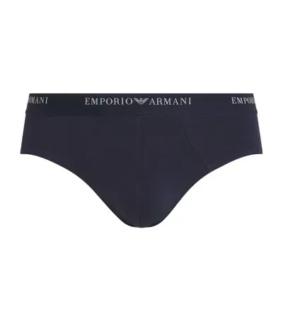 Emporio Armani Logo Briefs In Navy