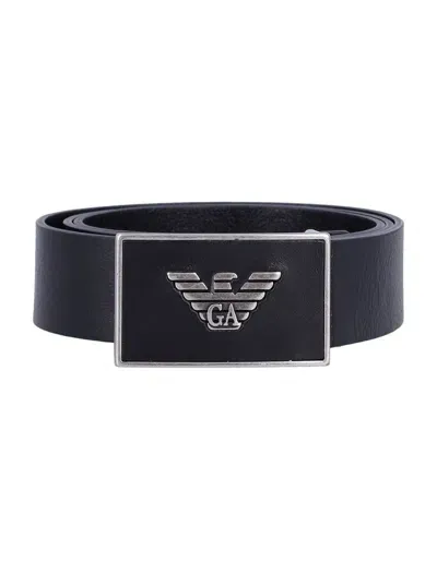 Emporio Armani Logo Buckle Belt In Black