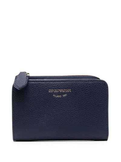 Emporio Armani Logo-debossed Wallet In 蓝色