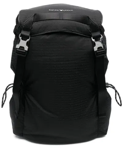 Emporio Armani Logo-jacquard Backpack In Black