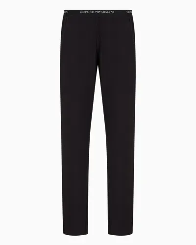 Emporio Armani Loungewear Hose Mit Elastischem Logobund Aus Weichem Modal In Black