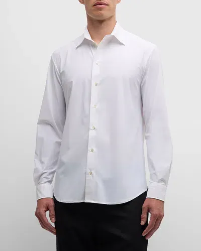 Emporio Armani Men's Interlock Jersey Stretch Sport Shirt In Brilliant White