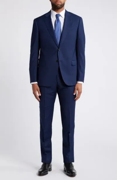 Emporio Armani Microcheck Wool Suit In Royal Blue