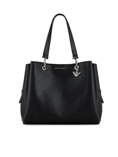 Emporio Armani Pebble-textured Tote Bag In Black