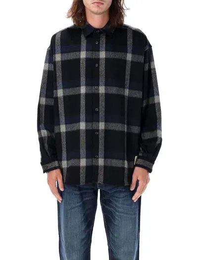 Emporio Armani Plaid Wool Shirt In Black