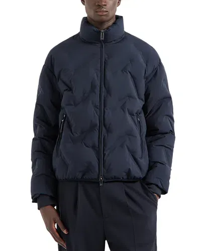 Emporio Armani Quilted Jacket In Blue