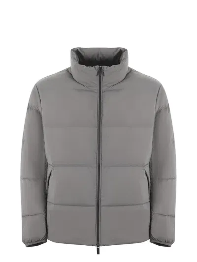 Emporio Armani Quilted Nylon Down Jacket In Grigio