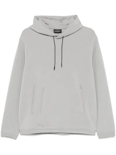 Emporio Armani Scuba Jersey Hoodie In Grey