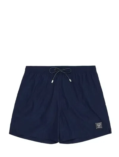 Emporio Armani Logo-appliqué Swim Shorts In Blue