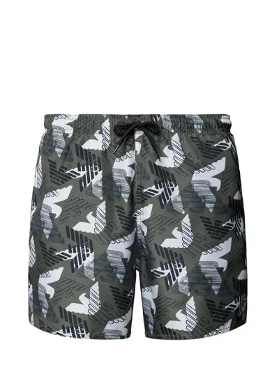 Emporio Armani Logo-print Swim Shorts In Green