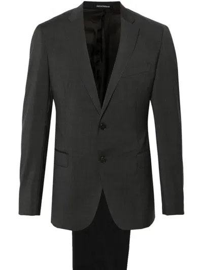 Emporio Armani Single-breasted Wool Suit In Grey