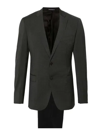 Emporio Armani Single-breasted Wool Suit In Gris