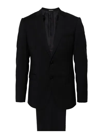 Emporio Armani Single-breasted Wool Suit In Gris