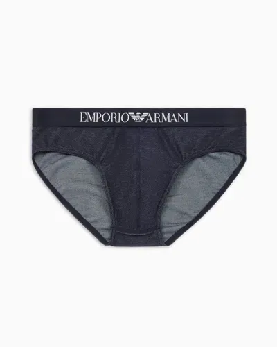 Emporio Armani Slip Aus Indigofarbenem Jacquard-stoff In Blue