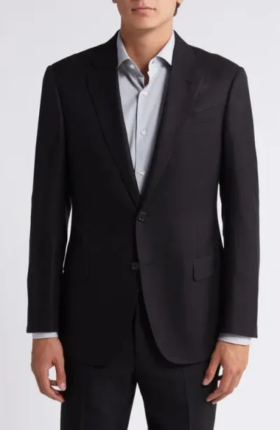 Emporio Armani Solid Black Viscose & Silk Sport Coat