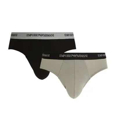 Emporio Armani Stretch-cotton Briefs In Black