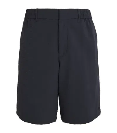 Emporio Armani Textured Shorts In Blue