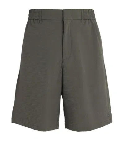 Emporio Armani Textured Shorts In Grey