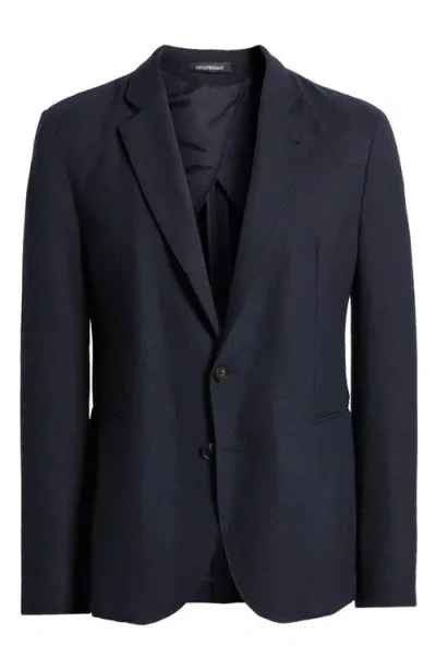 Emporio Armani Textured Wool Sport Coat In Navy