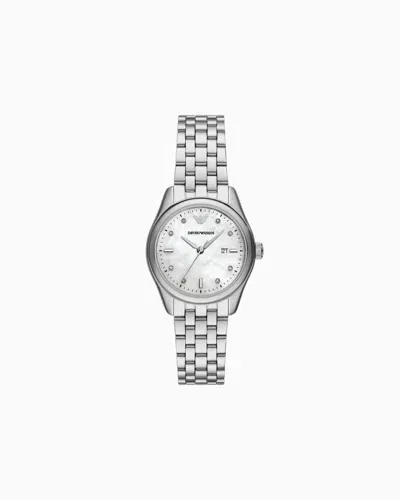 Emporio Armani Three-hand Date Stainless Steel Watch In Metallic