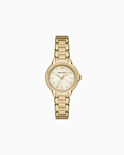 Emporio Armani Three-hand Gold-tone Stainless Steel Watch In Multicoloured