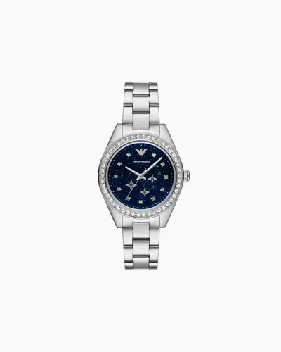 Emporio Armani Three-hand Stainless Steel Watch In Blue