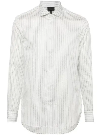 Emporio Armani Vertical-striped Shirt In White