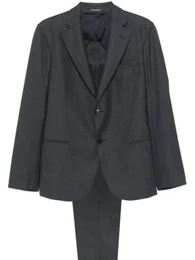 Emporio Armani Virgin Wool Suit In Blue