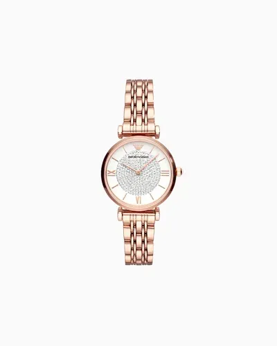 Emporio Armani Women's Two-hand Rose Gold-tone Stainless Steel Watch In Gray