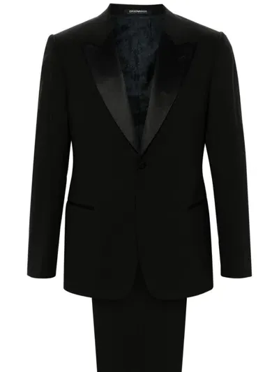 Emporio Armani Wool Suit In Black