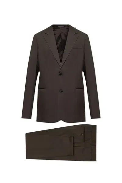 Emporio Armani Wool Suit In Brown