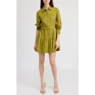 En Saison Carter Mini Shirtdress In Pear