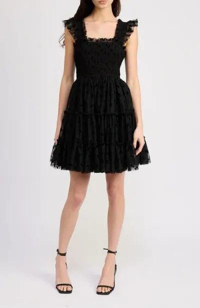 En Saison Casey Ruffle Tiered Minidress In Black