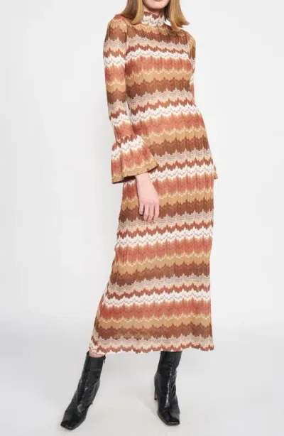 En Saison Wavy Stripe Long Sleeve Sweater Dress In Multi