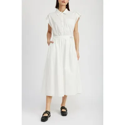 En Saison Whitney Cotton Midi Shirtdress In White