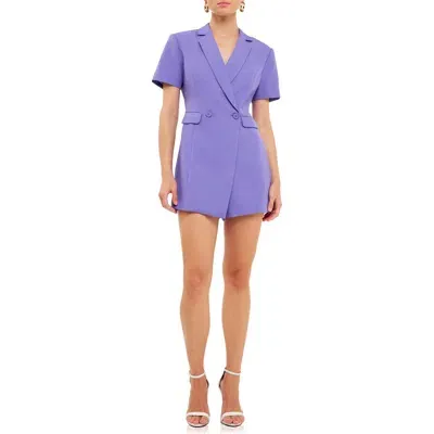 Endless Rose Double Breasted Blazer Romper In Purple