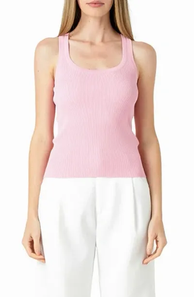 Endless Rose Ribbed Sweater Tank Top In Rose Pink