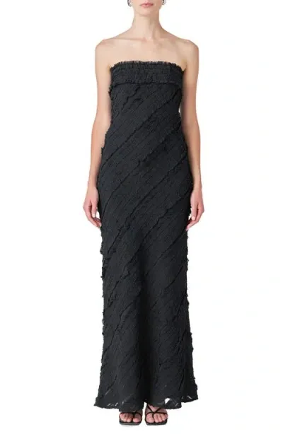 Endless Rose Ruffle Strapless Maxi Dress In Black