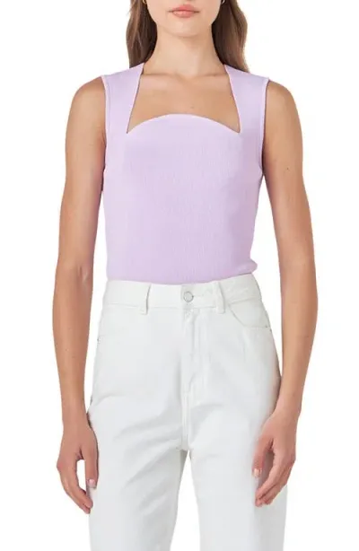 Endless Rose Sculpted Neck Knit Tank In Lilac