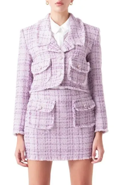 Endless Rose Women's Tonal Boucle Tweed Cropped Blazer In Purple