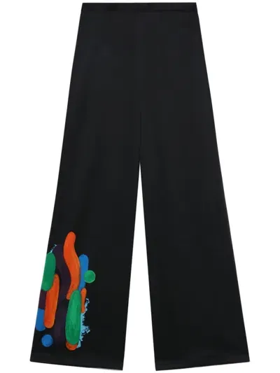 Enföld Graphic-print Wide-leg Trousers In Black