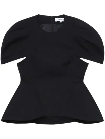 Enföld Peplum-hem Wool Top In Schwarz