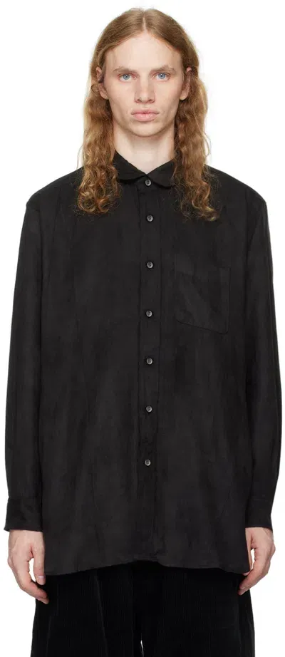 Engineered Garments Black Flared Faux-suede Shirt In Ct275 A - Black Poly