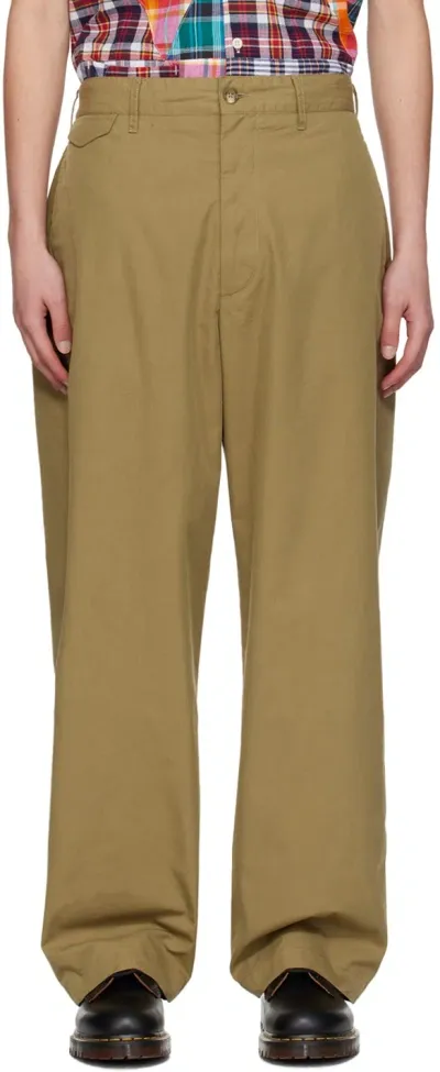 Engineered Garments Khaki Officer Trousers In Bs001 Khaki Nyco Twi