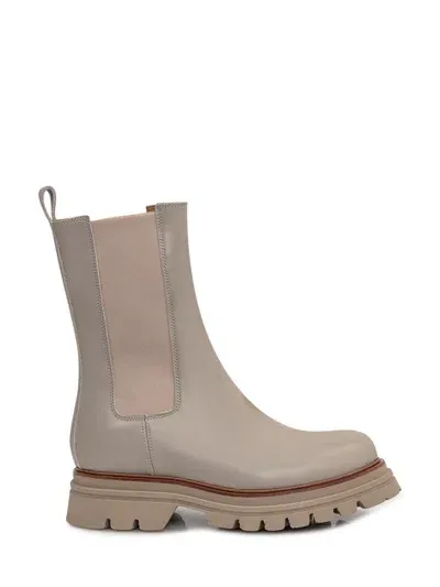 Ennequadro Leather Boot In Beige