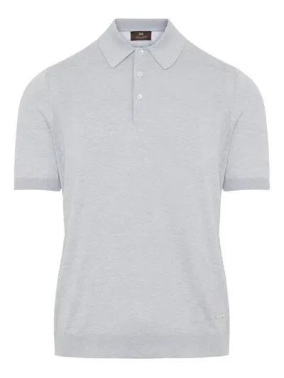 Enrico Mandelli Logo Plaque Knitted Polo Shirt In Grey