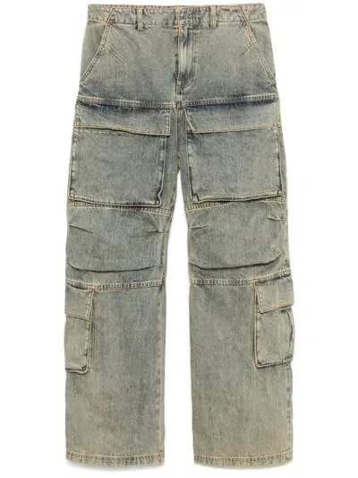 Entire Studios Acid-wash Cargo Jeans In Blue