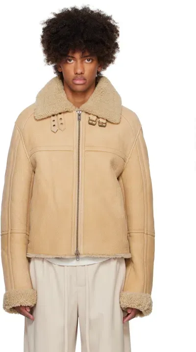 Entire Studios Beige 01 Shearling Jacket In Camel