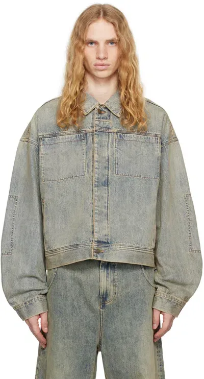 Entire Studios Blue Gem Denim Jacket In Surface Wave