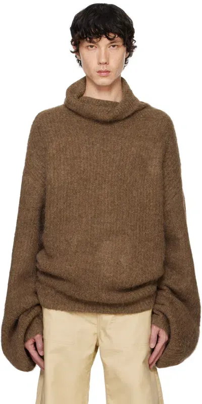 Entire Studios Brown Lute Knit Turtleneck In Rye